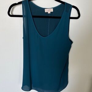 LOFT Teal Scoop Neck Sleeveless Shell